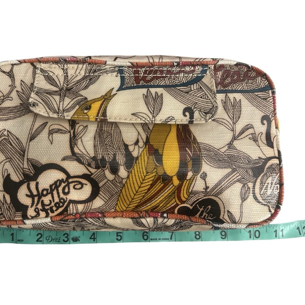 Sakroots Organizer Foldover Cosmetic Case Zip Top Ivory Bird Peace Print - Picture 10 of 12